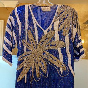 Stunning Vintage Sequined & Beaded Ladies' Top and Pants